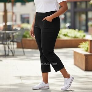 Ava & Viv Plus Size Capri Dress Pants Black Hook Closure Zip Fly Size 28